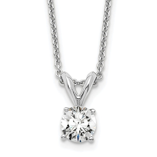 14K White Gold 1/3 Carat Certified Lab Grown Diamond Vs+ F+ Round Complete Four Prong 18 Inch Solitaire Pendant Necklace