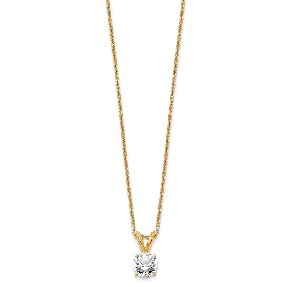 14K Yellow Gold 1/2 Carat Lab Grown Diamond Vs+ F+ Round Complete Four Prong 18 Inch Solitaire Pendant Necklace