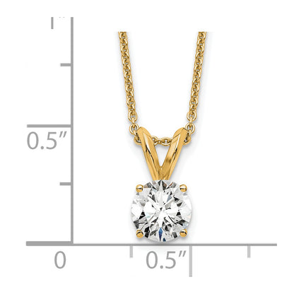 14K Yellow Gold 1/2 Carat Certified Lab Grown Diamond Vs+ F+ Round Complete Four Prong 18 Inch Solitaire Pendant Necklace