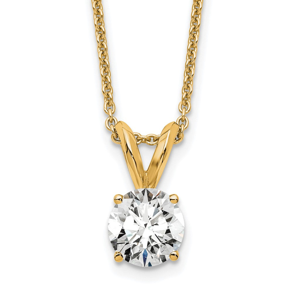 14K Yellow Gold 1/2 Carat Certified Lab Grown Diamond Vs+ F+ Round Complete Four Prong 18 Inch Solitaire Pendant Necklace