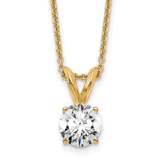 14K Yellow Gold 1/2 Carat Certified Lab Grown Diamond Vs+ F+ Round Complete Four Prong 18 Inch Solitaire Pendant Necklace
