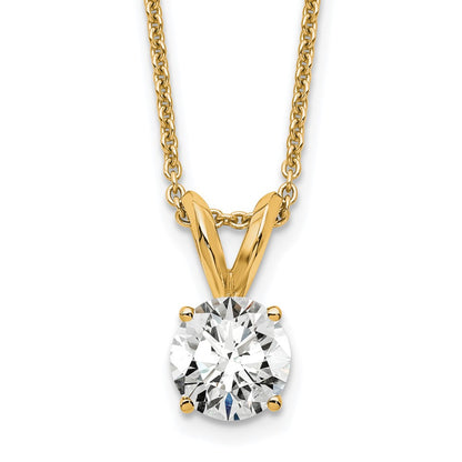 14K Yellow Gold 1/2 Carat Lab Grown Diamond Vs+ F+ Round Complete Four Prong 18 Inch Solitaire Pendant Necklace