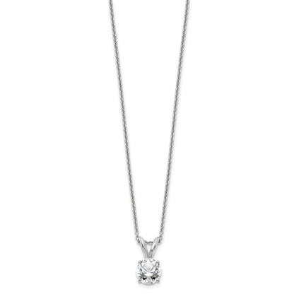 14K White Gold 1/2 Carat Lab Grown Diamond Vs+ F+ Round Complete Four Prong 18 Inch Solitaire Pendant Necklace