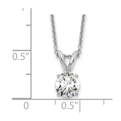 14k White Gold 1/2 Ct. Lab Grown Diamond VS/SI+ G+ Round Four Prong 18 inch Solitaire Pendant Necklace