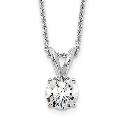 14K White Gold 1/2 Carat Lab Grown Diamond Vs+ F+ Round Complete Four Prong 18 Inch Solitaire Pendant Necklace