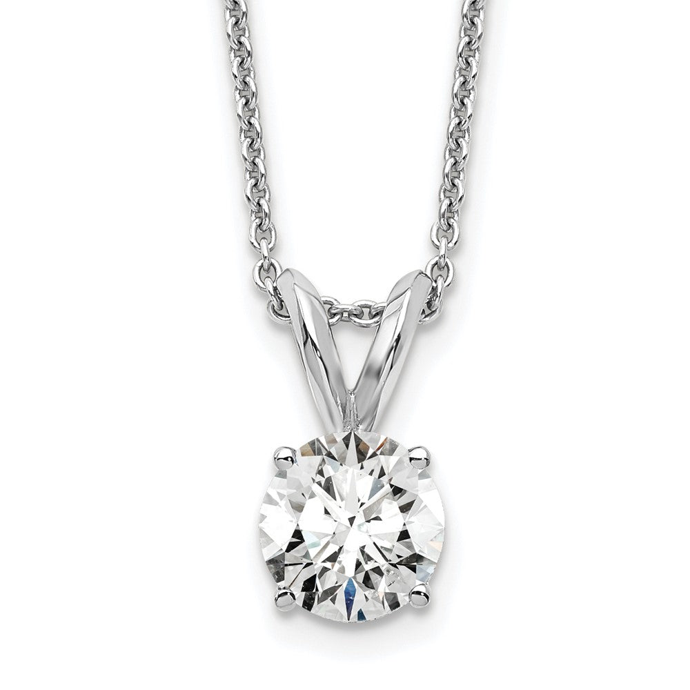 14K White Gold 1/2 Carat Certified Lab Grown Diamond Vs+ F+ Round Complete Four Prong 18 Inch Solitaire Pendant Necklace