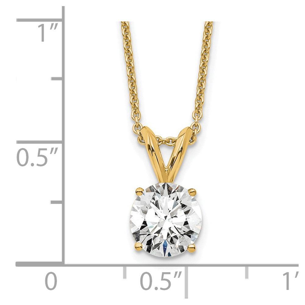 14k Yellow Gold 3/4 Ct. Lab Grown Diamond VS+ F+ Round Four Prong 18 inch Solitaire Pendant Necklace