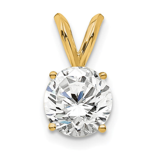 14k Yellow Gold 3/4 Ct. Certified Lab Grown Diamond VS/SI+ G+ Round Four Prong Solitaire Pendant