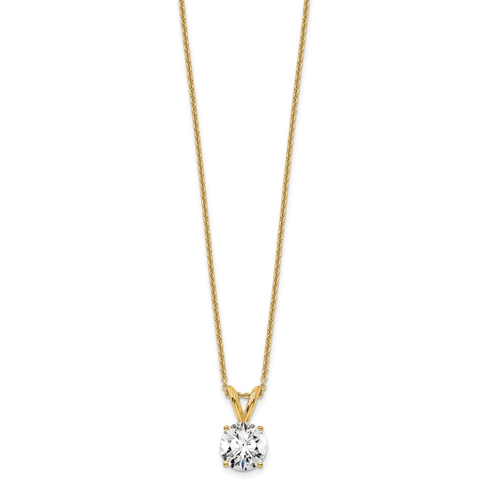 14K Yellow Gold 3/4 Carat Certified Lab Grown Diamond Vs+ F+ Round Complete Four Prong 18 Inch Solitaire Pendant Necklace