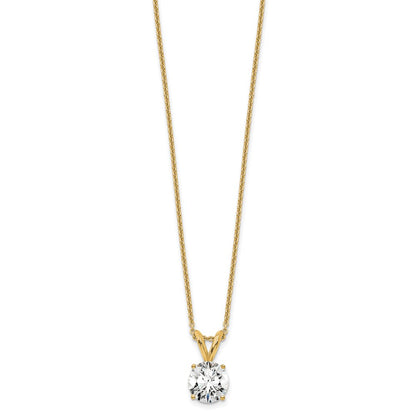 14K Yellow Gold 3/4 Carat Certified Lab Grown Diamond Vs+ F+ Round Complete Four Prong 18 Inch Solitaire Pendant Necklace