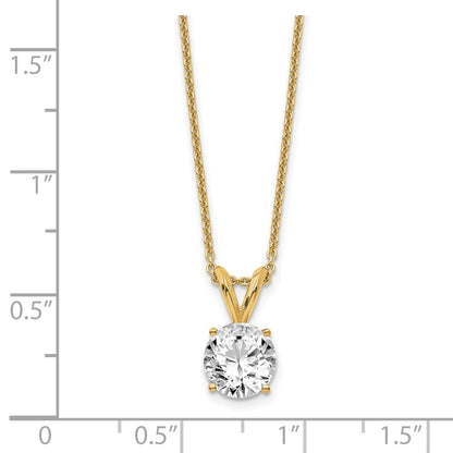 14K Yellow Gold 3/4 Carat Certified Lab Grown Diamond Vs+ F+ Round Complete Four Prong 18 Inch Solitaire Pendant Necklace