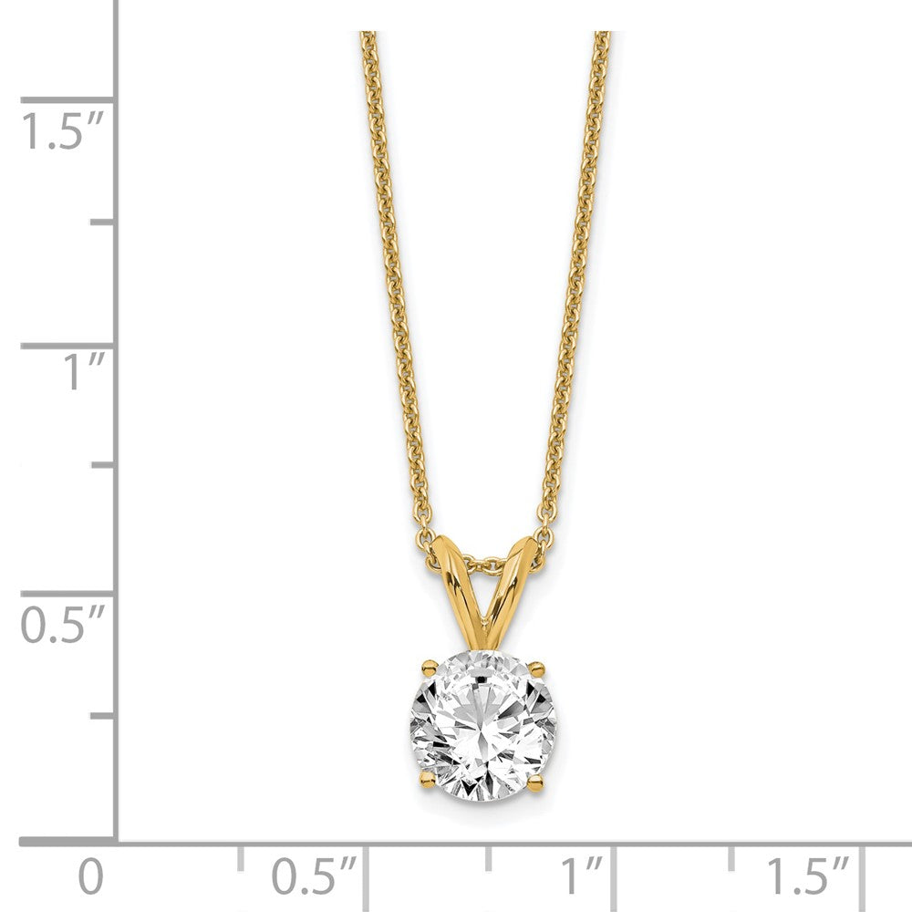 14K Yellow Gold 3/4 Carat Lab Grown Diamond Vs/Si+ G+ Round Complete Four Prong 18 Inch Solitaire Pendant Necklace