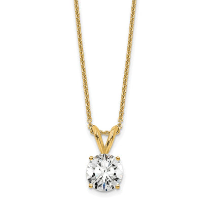 14K Yellow Gold 3/4 Carat Certified Lab Grown Diamond Vs+ F+ Round Complete Four Prong 18 Inch Solitaire Pendant Necklace
