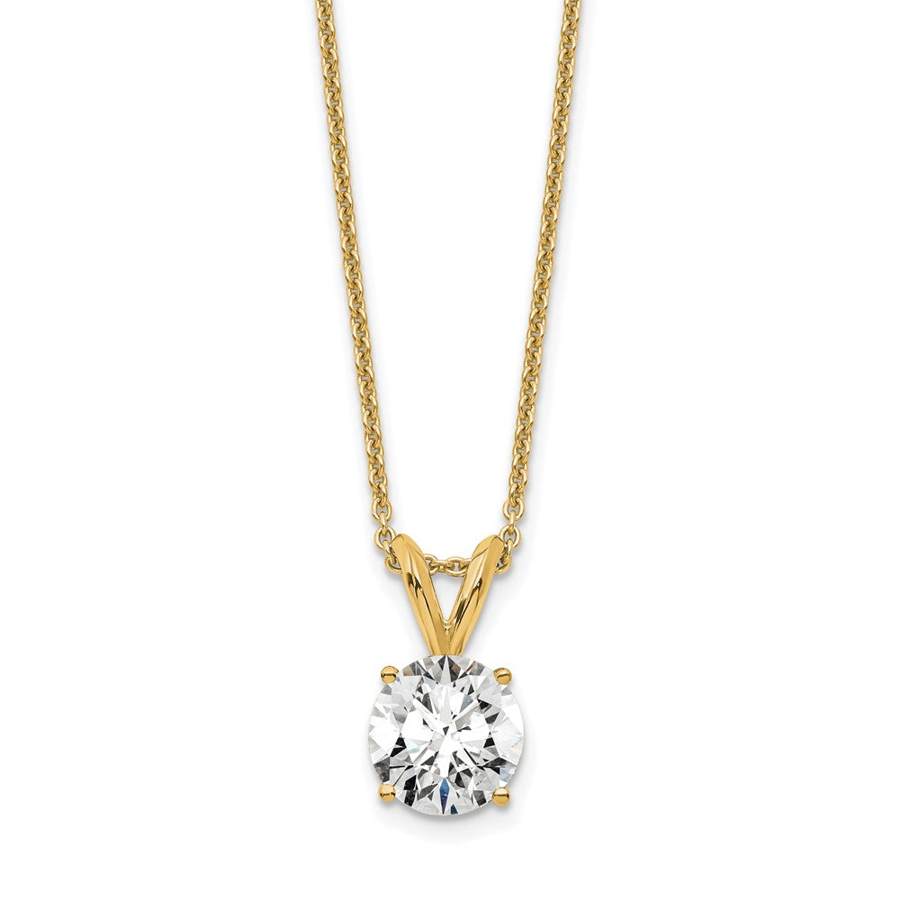 14K Yellow Gold 3/4 Carat Lab Grown Diamond Vs/Si+ G+ Round Complete Four Prong 18 Inch Solitaire Pendant Necklace