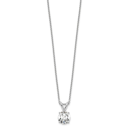 14k White Gold 3/4 Ct. Certified Lab Grown Diamond VS/SI+ G+ Round Four Prong 18 inch Solitaire Pendant Necklace