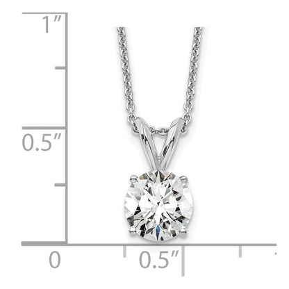14K White Gold 3/4 Carat Certified Lab Grown Diamond Vs+ F+ Round Complete Four Prong 18 Inch Solitaire Pendant Necklace