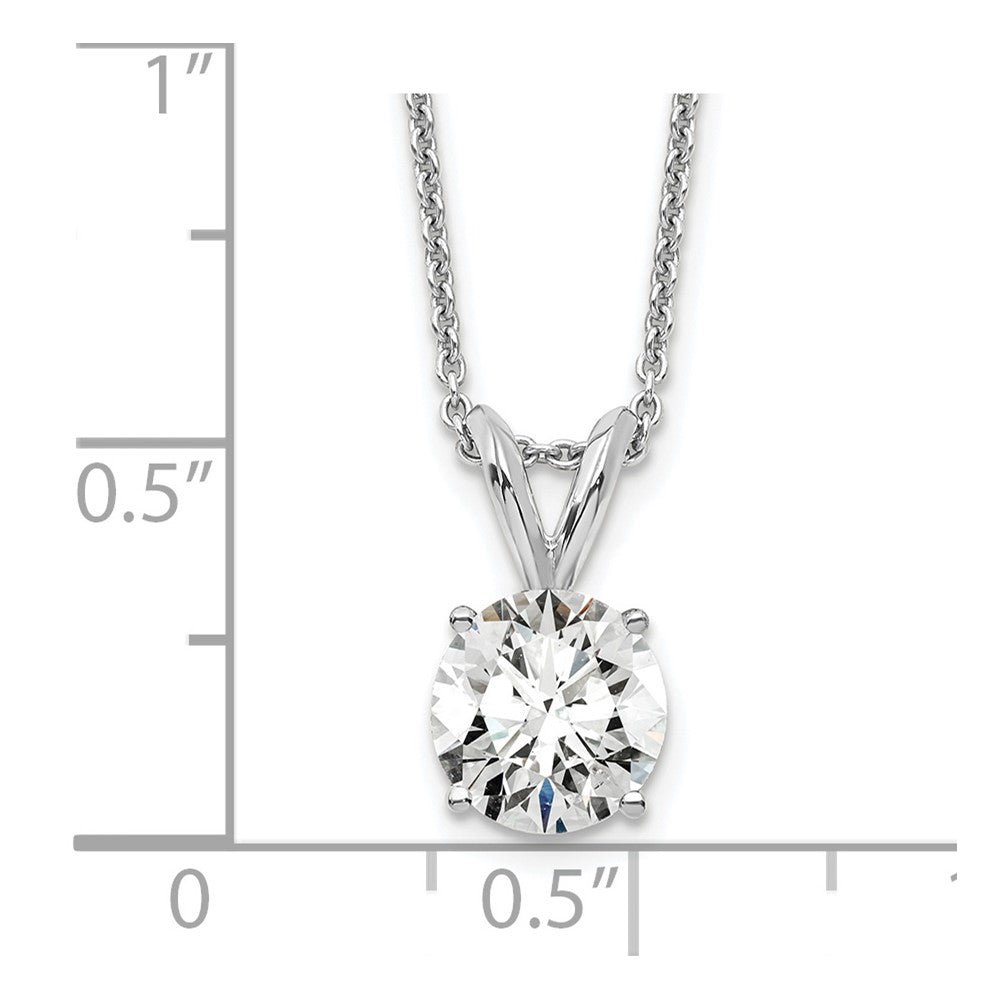 14k White Gold 3/4 Ct. Certified Lab Grown Diamond VS/SI+ G+ Round Four Prong 18 inch Solitaire Pendant Necklace