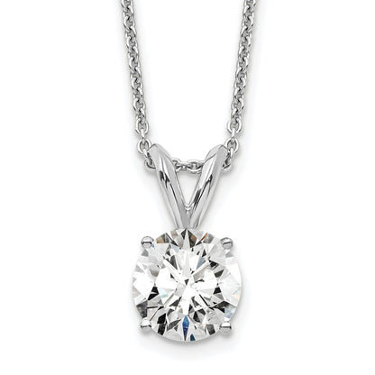 14K White Gold 3/4 Carat Certified Lab Grown Diamond Vs+ F+ Round Complete Four Prong 18 Inch Solitaire Pendant Necklace