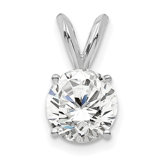14K White Gold 3/4 Carat Certified Lab Grown Diamond Vs+ F+ Round Complete Four Prong Solitaire Pendant