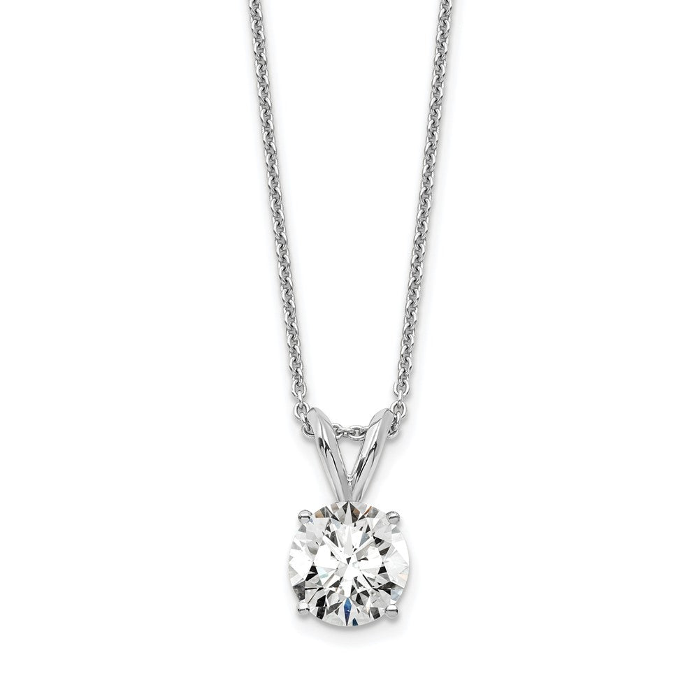 14K White Gold 3/4 Carat Lab Grown Diamond Vs/Si+ G+ Round Complete Four Prong 18 Inch Solitaire Pendant Necklace