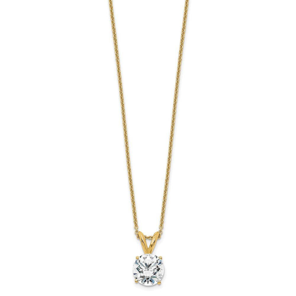 14k Yellow Gold 1 Ct. Certified Lab Grown Diamond VS/SI+ G+ Round Four Prong 18 inch Solitaire Pendant Necklace