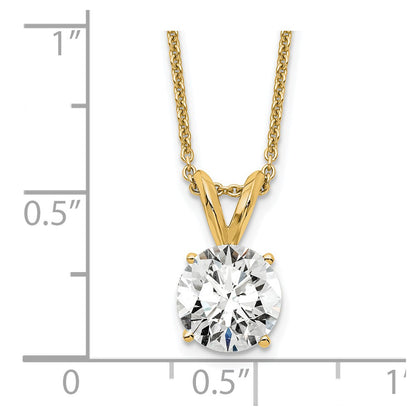 14k Yellow Gold 1 Ct. Certified Lab Grown Diamond VS/SI+ G+ Round Four Prong 18 inch Solitaire Pendant Necklace
