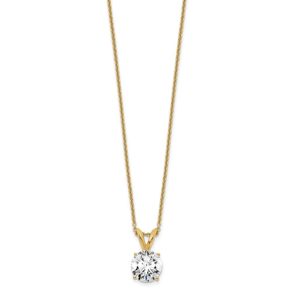 14K Yellow Gold 1 Carat Lab Grown Diamond Vs/Si+ G+ Round Complete Four Prong 18 Inch Solitaire Pendant Necklace