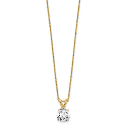 14K Yellow Gold 1 Carat Lab Grown Diamond Vs/Si+ G+ Round Complete Four Prong 18 Inch Solitaire Pendant Necklace