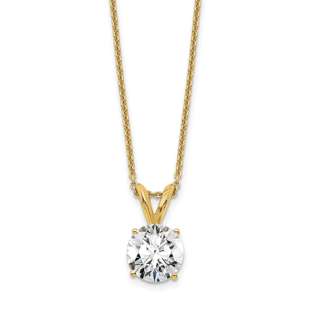 14K Yellow Gold 1 Carat Lab Grown Diamond Vs/Si+ G+ Round Complete Four Prong 18 Inch Solitaire Pendant Necklace