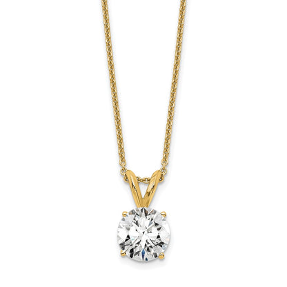14K Yellow Gold 1 Carat Lab Grown Diamond Vs/Si+ G+ Round Complete Four Prong 18 Inch Solitaire Pendant Necklace
