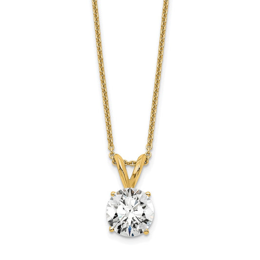 14K Yellow Gold 1 Carat Lab Grown Diamond Vs/Si+ G+ Round Complete Four Prong 18 Inch Solitaire Pendant Necklace