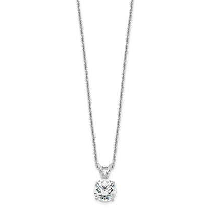14k White Gold 1 Ct. Lab Grown Diamond VS+ F+ Round Four Prong 18 inch Solitaire Pendant Necklace
