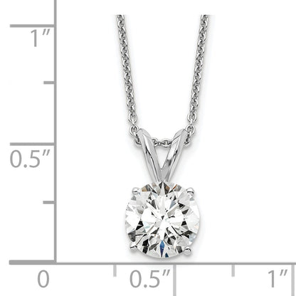 14K White Gold 1 Carat Certified Lab Grown Diamond Vs+ F+ Round Complete Four Prong 18 Inch Solitaire Pendant Necklace