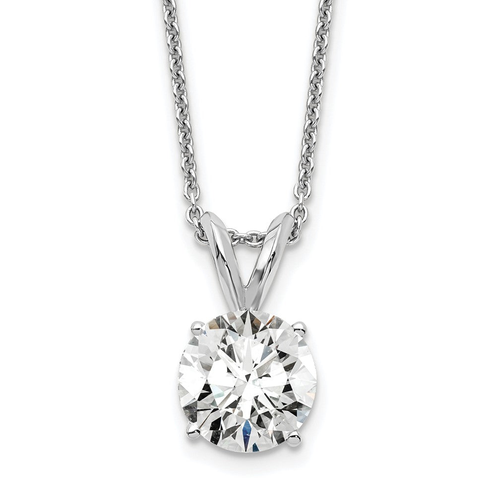 14k White Gold 1 Ct. Lab Grown Diamond VS+ F+ Round Four Prong 18 inch Solitaire Pendant Necklace