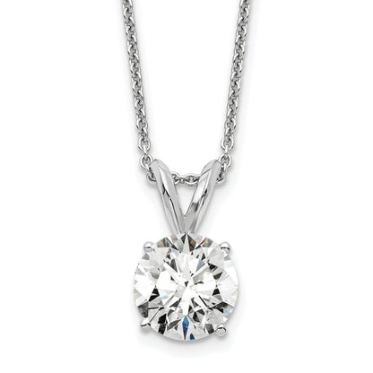 14K White Gold 1 Carat Certified Lab Grown Diamond Vs+ F+ Round Complete Four Prong 18 Inch Solitaire Pendant Necklace