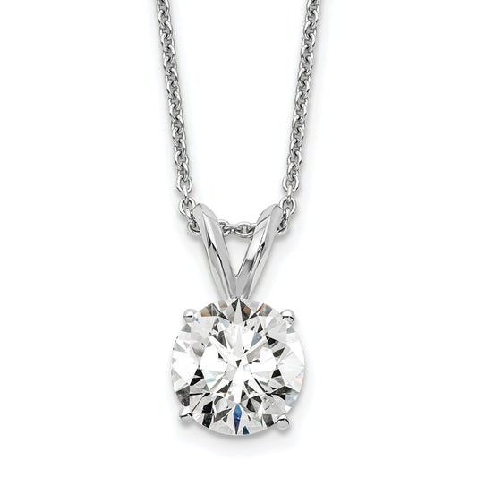 14K White Gold 1 Carat Certified Lab Grown Diamond Vs+ F+ Round Complete Four Prong 18 Inch Solitaire Pendant Necklace