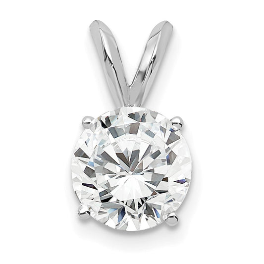 14K White Gold 1 Carat Certified Lab Grown Diamond Vs+ F+ Round Complete Four Prong Solitaire Pendant