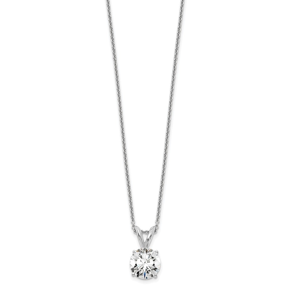 14K White Gold 1 Carat Lab Grown Diamond Vs/Si+ G+ Round Complete Four Prong 18 Inch Solitaire Pendant Necklace