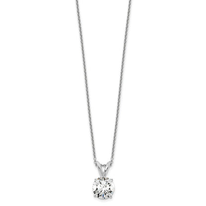 14K White Gold 1 Carat Lab Grown Diamond Vs/Si+ G+ Round Complete Four Prong 18 Inch Solitaire Pendant Necklace