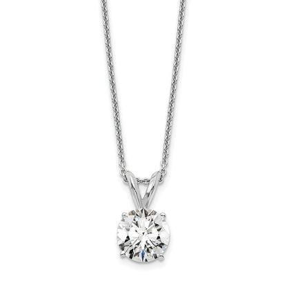 14K White Gold 1 Carat Lab Grown Diamond Vs/Si+ G+ Round Complete Four Prong 18 Inch Solitaire Pendant Necklace