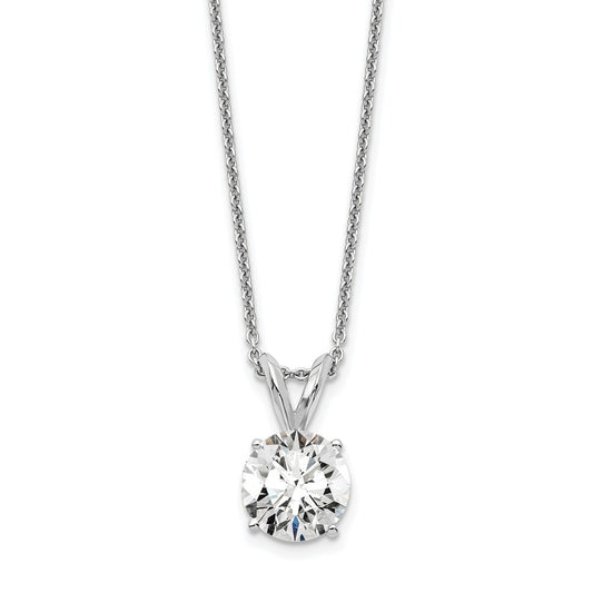 14K White Gold 1 Carat Lab Grown Diamond Vs/Si+ G+ Round Complete Four Prong 18 Inch Solitaire Pendant Necklace