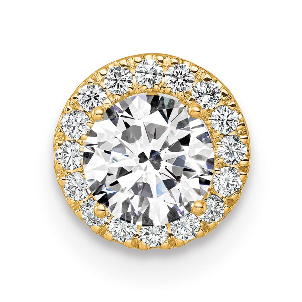 14k Yellow Gold 1/2 Ct. Lab Grown Diamond VS/SI+ G+ Round Halo Chain Slide Pendant