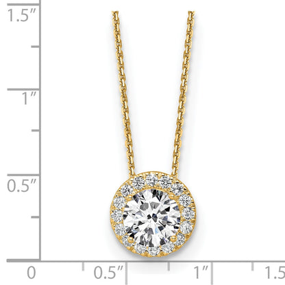 14k Yellow Gold 2 1/2 Ct. Certified Lab Grown Diamond VS/SI+ G+ Complete 18 inch Halo Pendant Necklace