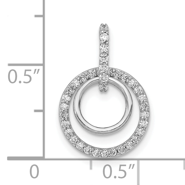 10K White Gold 1/4Ct. Diamond Double Circle Dangle Pendant