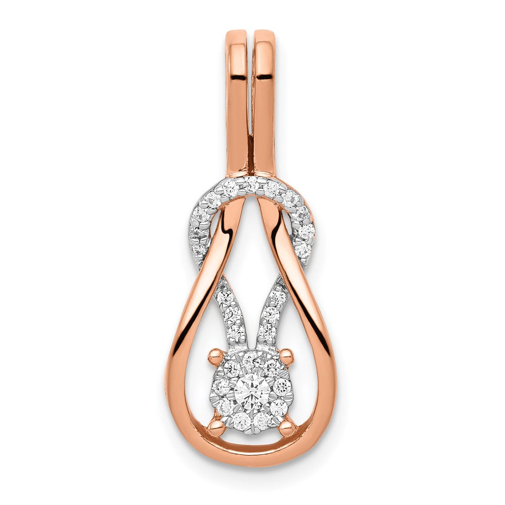 14k Rose Gold 1/6 Ct. Lab Grown Diamond VS/SI+ G+ Complete Knot Chain Slide Pendant