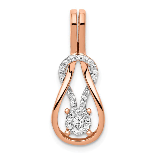 14k Rose Gold 1/6 Ct. Lab Grown Diamond VS/SI+ G+ Complete Knot Chain Slide Pendant
