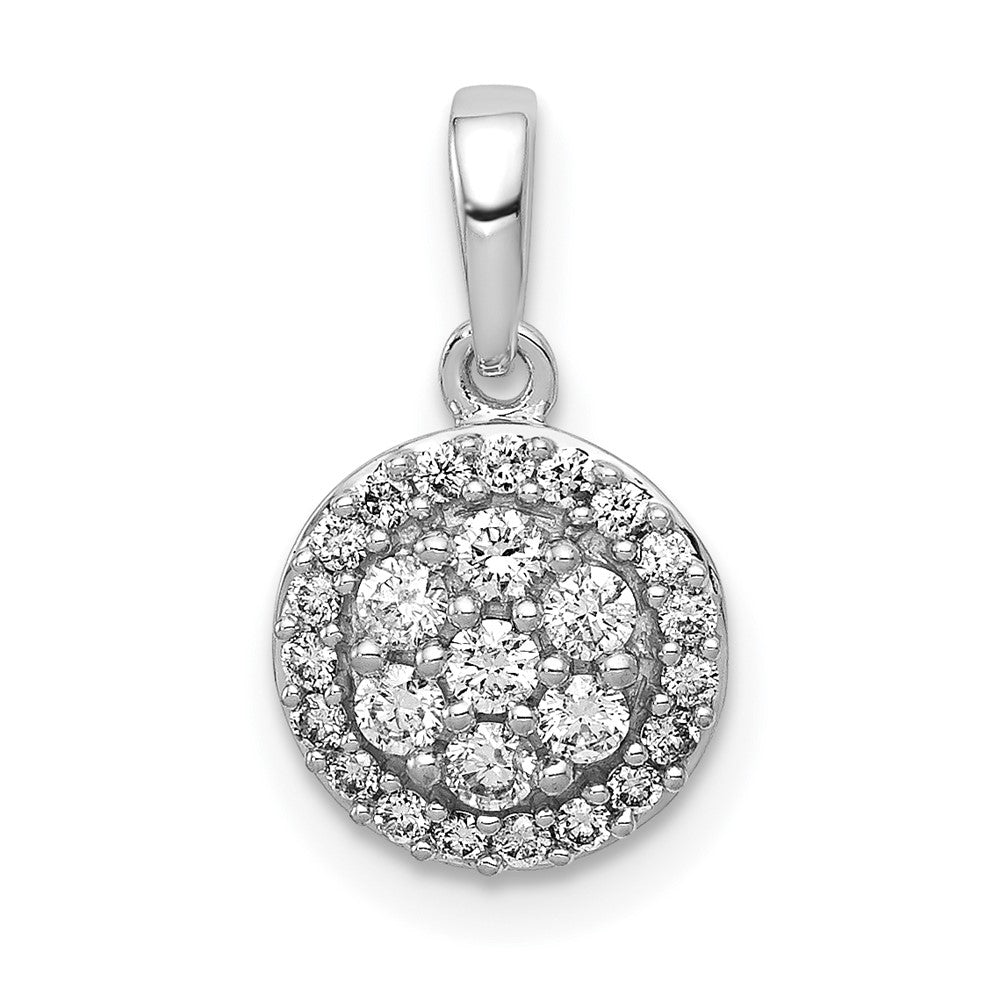 14k White Gold 1/4 Ct. Lab Grown Diamond VS/SI+ G+ Round Halo Cluster Pendant