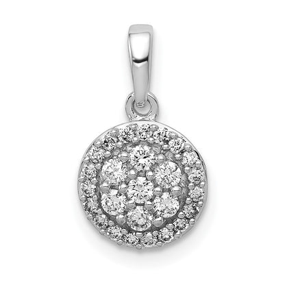 14k White Gold 1/4 Ct. Lab Grown Diamond VS/SI+ G+ Round Halo Cluster Pendant