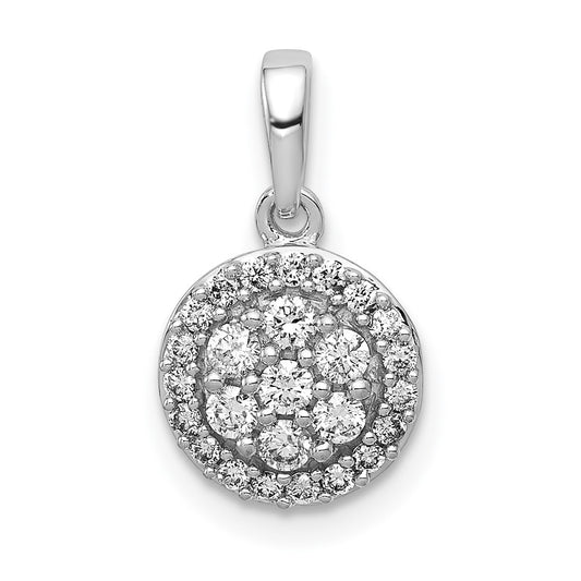 14k White Gold 1/4 Ct. Lab Grown Diamond VS/SI+ G+ Round Halo Cluster Pendant
