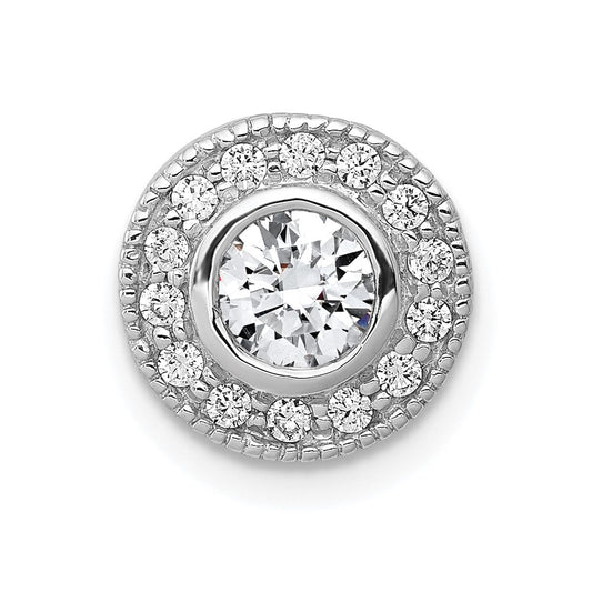 14k White Gold 1/2 Ct. Lab Grown Diamond VS/SI+ G+ Round Halo Chain Slide Pendant